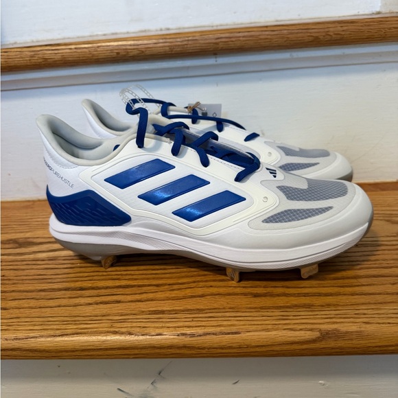 Adidas White & Royal Blue Athletic Cleats baseball/softball - Picture 4 of 6
